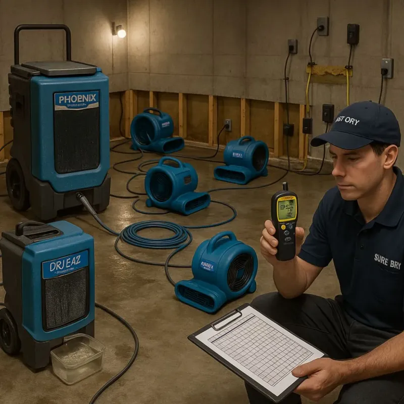 Structural Drying and Dehumidification process in Woodmont, CT